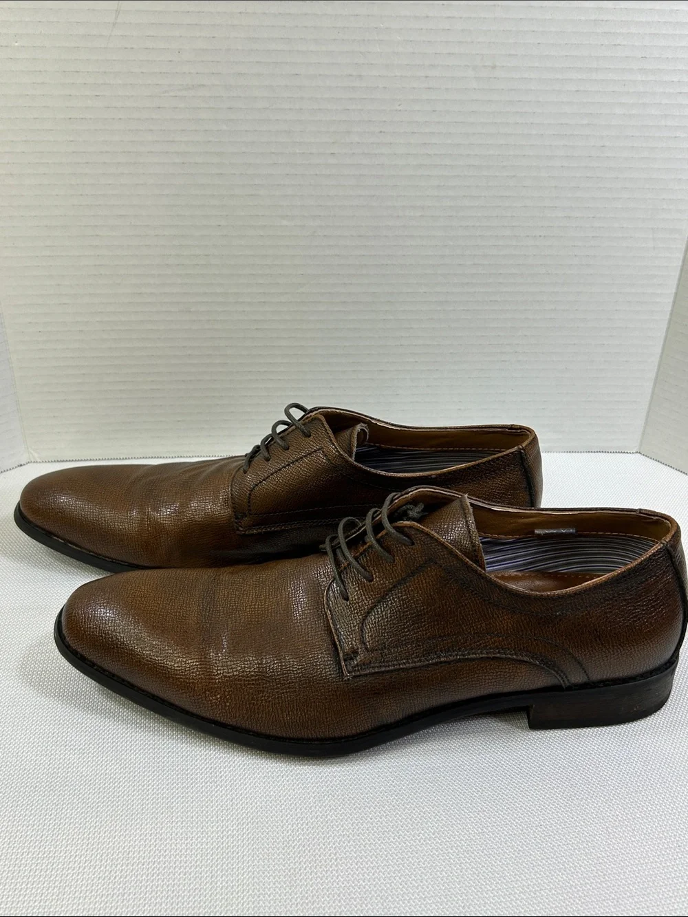 Robert Wayne Brown Textured Leather Derby Dress Shoes Men’s 13D